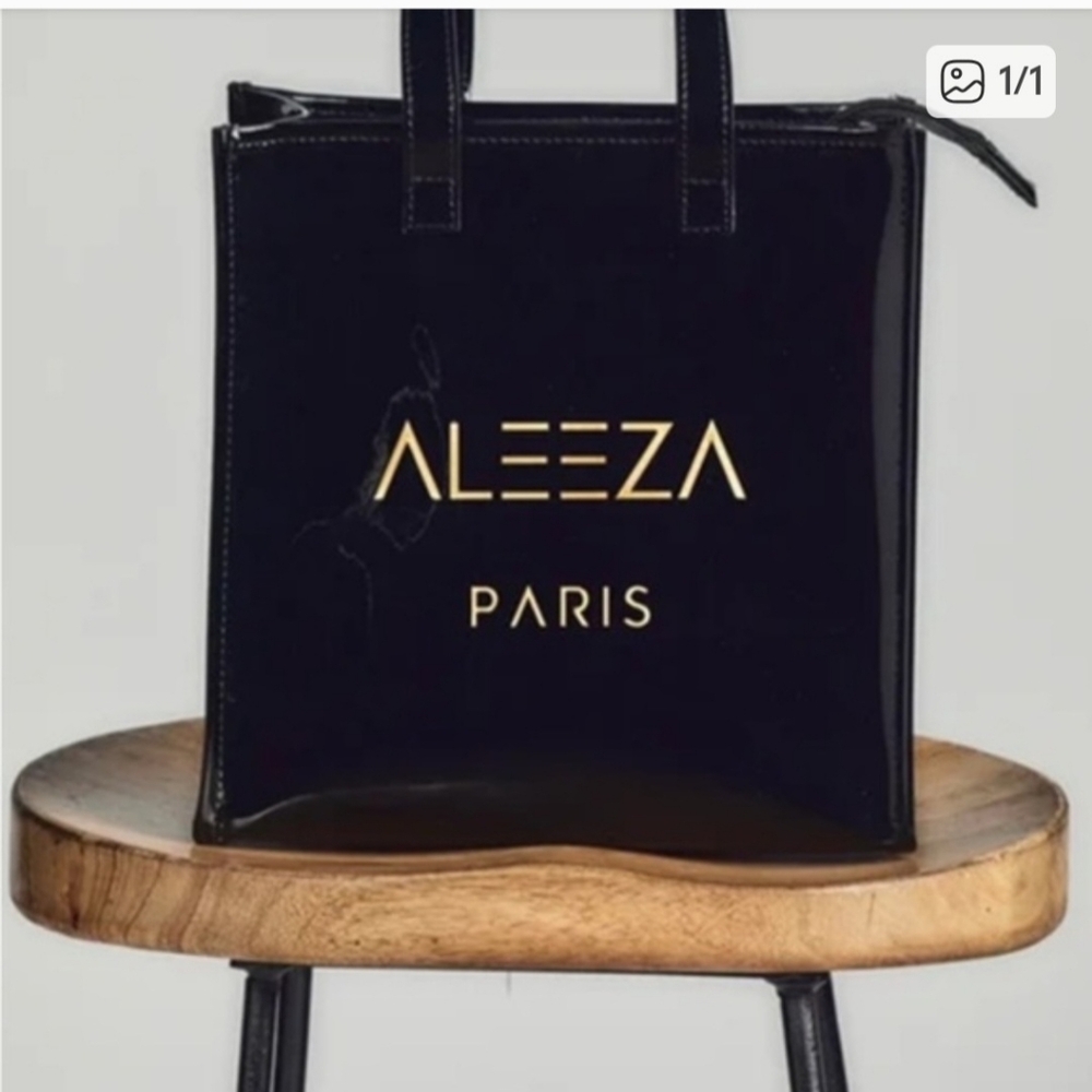 Aleeza Paris Black Patent Tote Bag